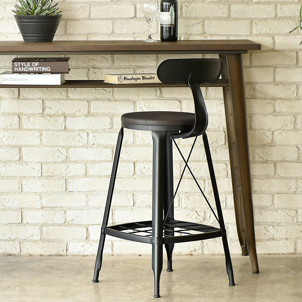 �J�E���^�[�`�F�A ���ʍ�68cm �n�C�^�C�v �X�`�[���r �_�C�j���O�`�F�A MOSH 1281 �i �n�C�`�F�A ���� �ؐ� �w������t�� ���b�N�t�� �`�F�A �j