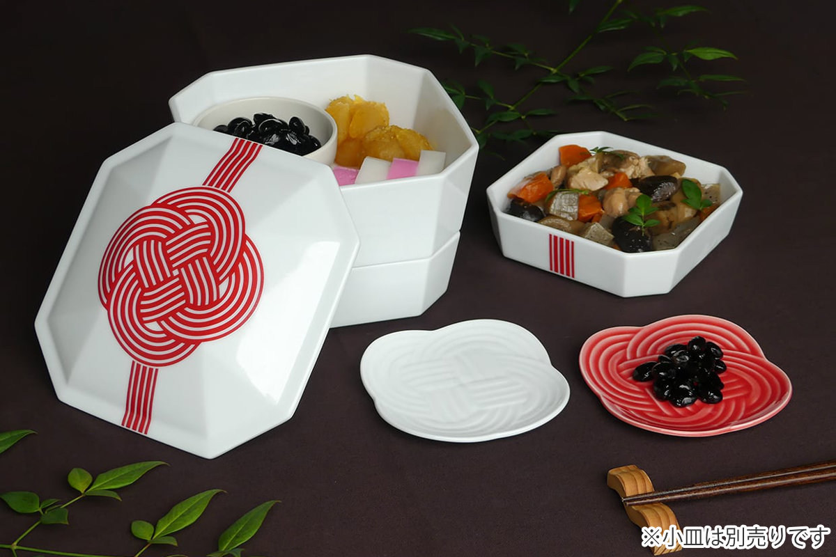3段重箱 隅切 陶磁器 （ 食洗機対応 電子レンジ対応 磁器 日本製 お重 3段 陶器 ）_6