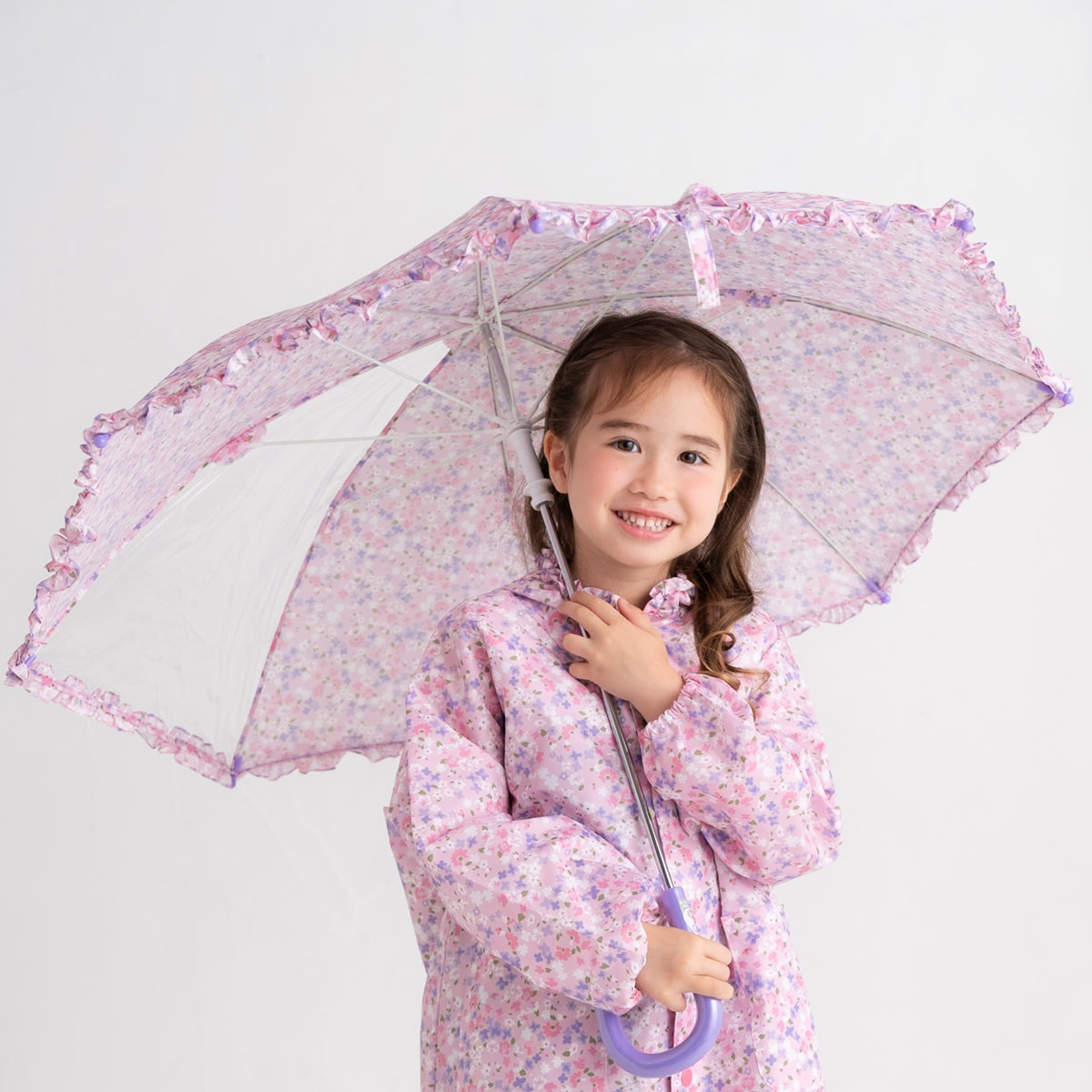 傘 子供用 ナチュラルミニフラワー 45cm 50cm 55cm ( かさ 軽量 丈夫 手開き 折れにくい 子ども 小学生 キッズ ジュニア 幼児 雨傘 カサ 女の子 かわいい )