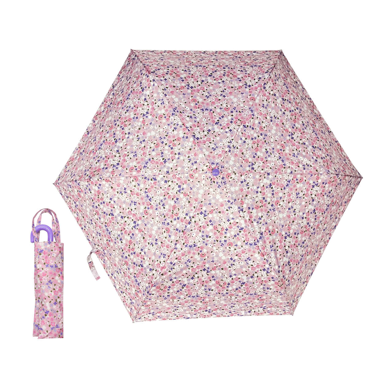 折りたたみ傘 ナチュラルミニフラワー 折りカサ 傘 （ かさ 折りたたみ 55cm 軽量 丈夫 手開き 子ども 小学生 幼児 雨傘 雨具 カサ 女の子 かわいい ）