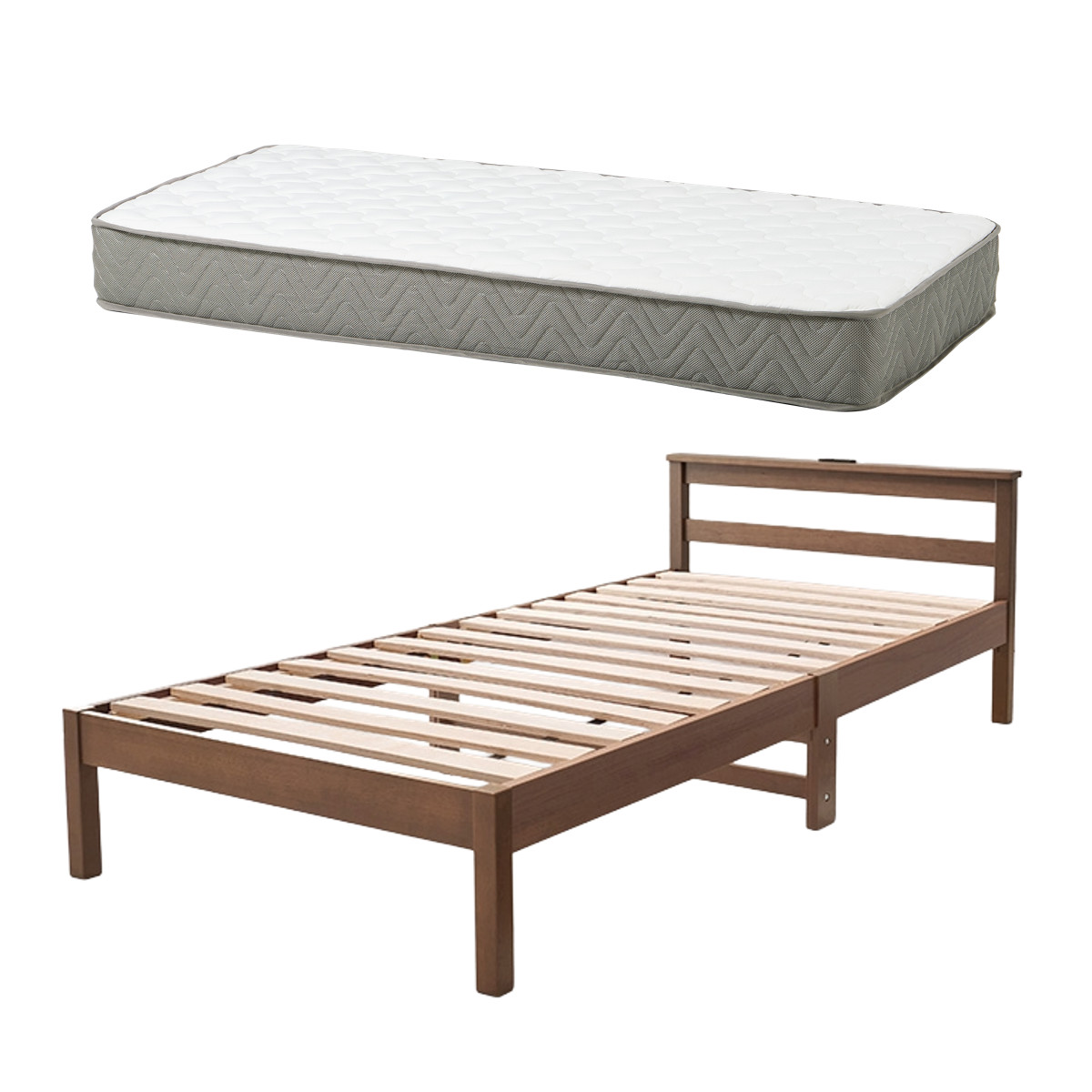 HAGiHARA（萩原） 3分組立ベッド シングル ボンネルコイルマットレス付