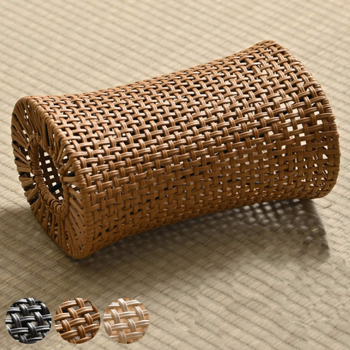 枕 27×19cm 四つ目編み 籐風 ポリプロピレン （ ムレにくい 通気性 ひんやり 涼しい ラタン調 まくら ピロー お昼寝 ）