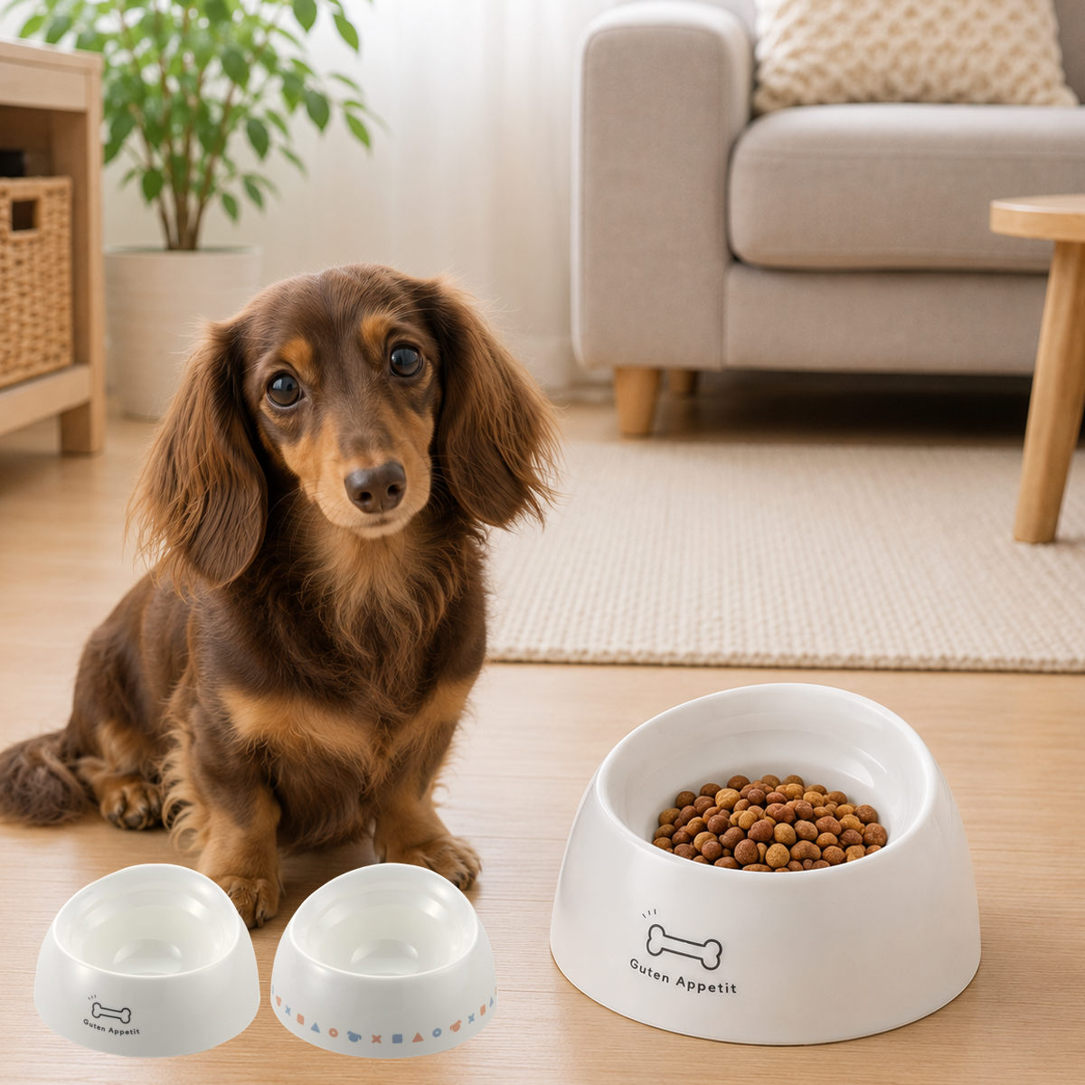 ペット食器 ワンちゃんの食べやすい食器 S 深型 ( リッチェル ペットボウル 脚付き 犬用 ペット用 餌皿 エサ皿 食べやすい )
