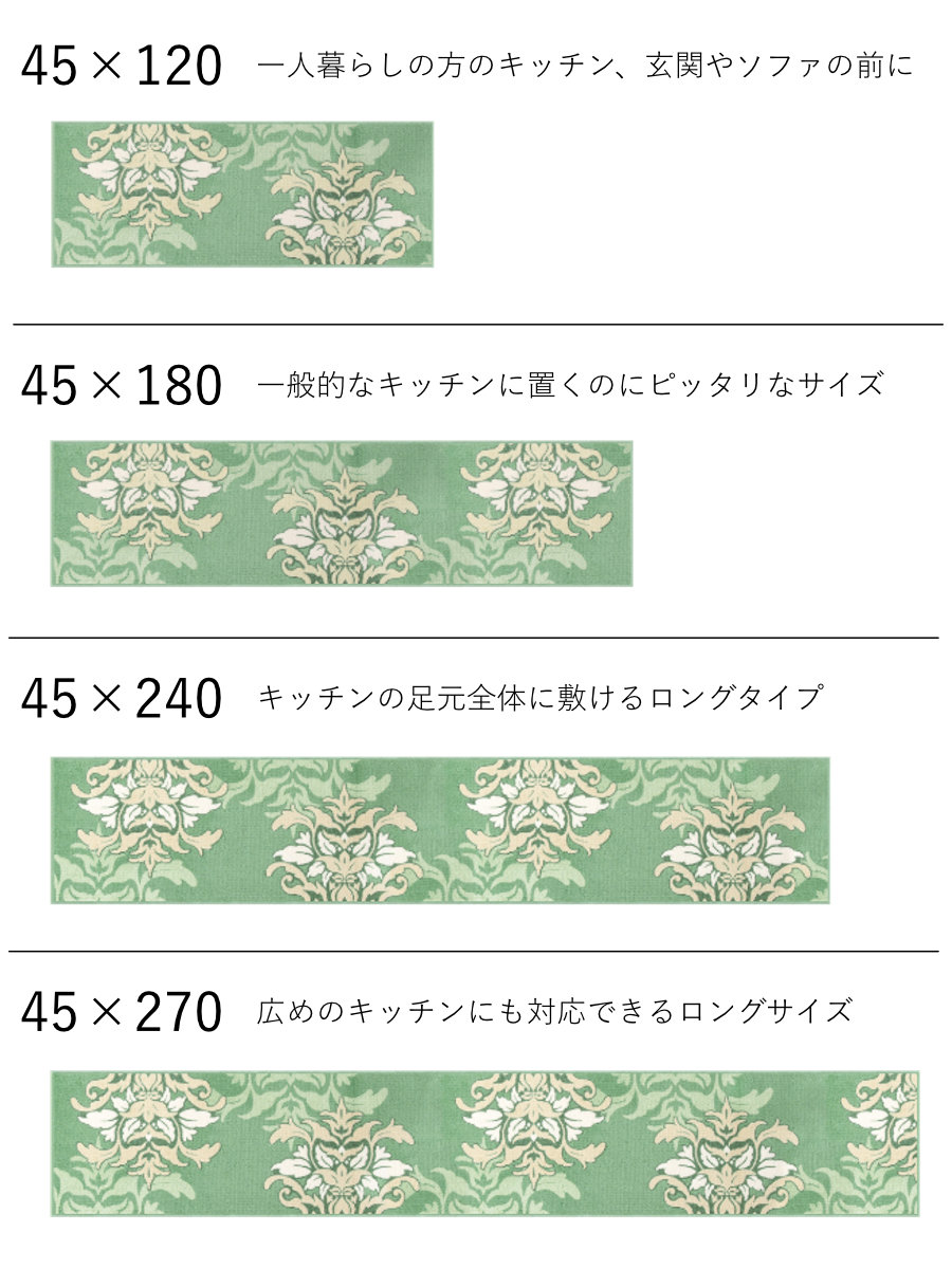 キッチンマット サミーラ2 約45×120cm...の詳細画像2