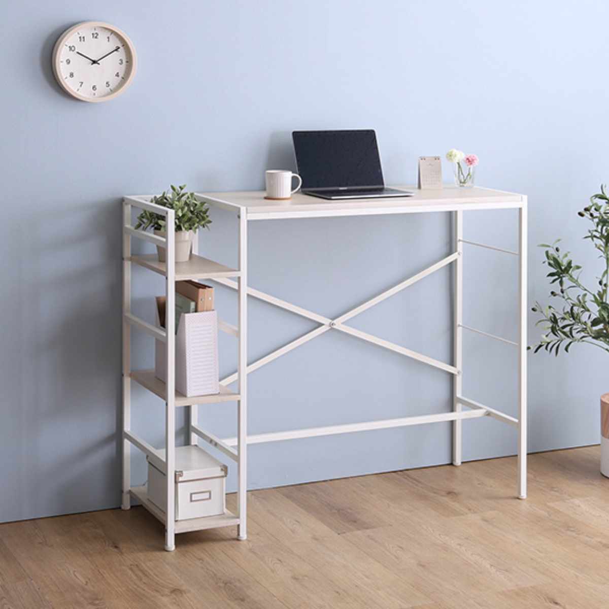 スタンディングデスク 幅120cm ラック付き ワークデスク （ デスク