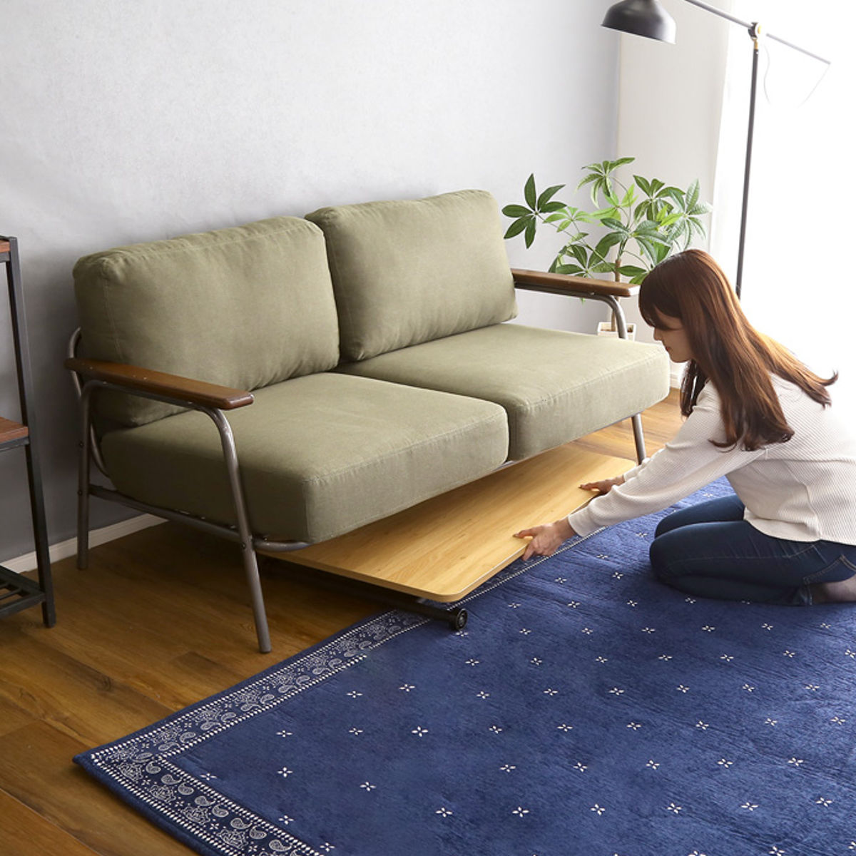 昇降テーブル 幅100cm 完成品 折りたたみ 無段階昇降 BUXUS （ 昇降式