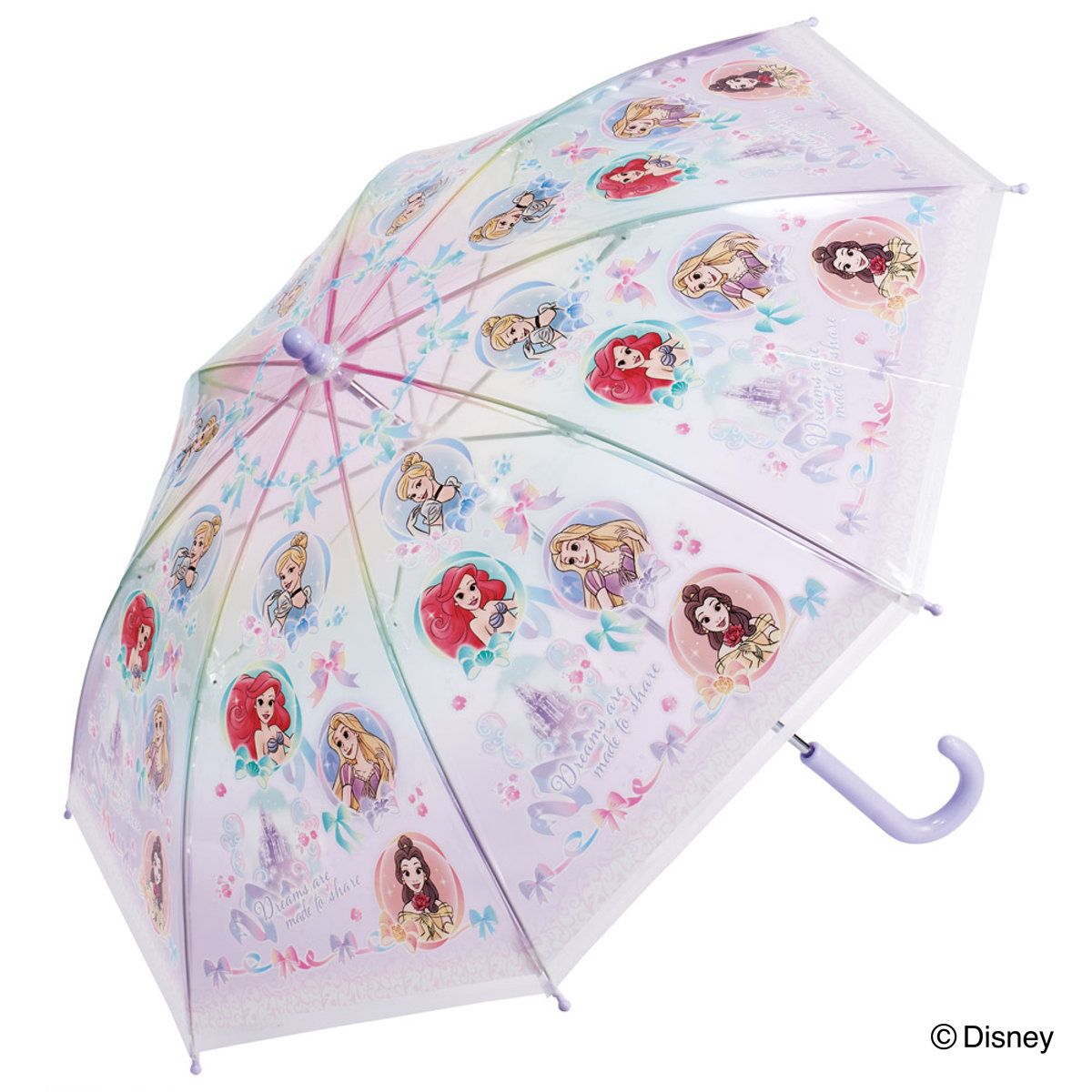 傘 子ども用傘 子ども用ビニール傘 45cm 傘45cm ディズニー プリンセス （ ビニール傘 かさ 軽量 丈夫 折れにくい 手開き 安全カバー 子供用 カサ 5〜8歳 ）