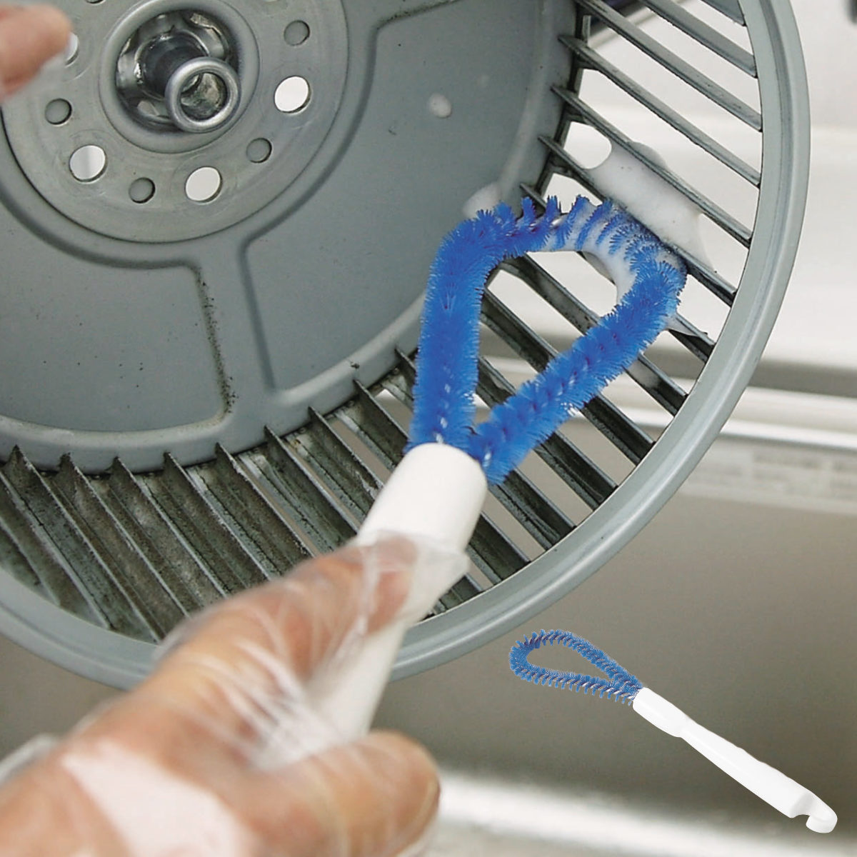 換気扇ブラシ 換気扇 レンジフード内 ファンブラシ （ レンジフード 専用 掃除用ブラシ ブラシ すき間掃除 油汚れ ナイロン ハード 日本製 ）
