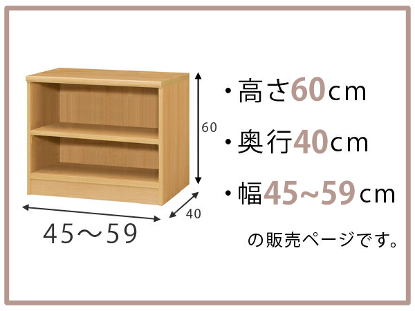 オーダー本棚 標準棚板タイプ 幅45-59cm 奥行40cm 高さ60cm （ 収納棚 書棚 本棚 オーダー ラック 壁面収納 書庫 日本製 ）_1