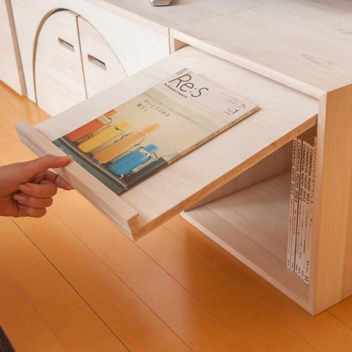 収納ボックス 幅39cm ユニットボックス フラップ扉タイプ 桐材 生地