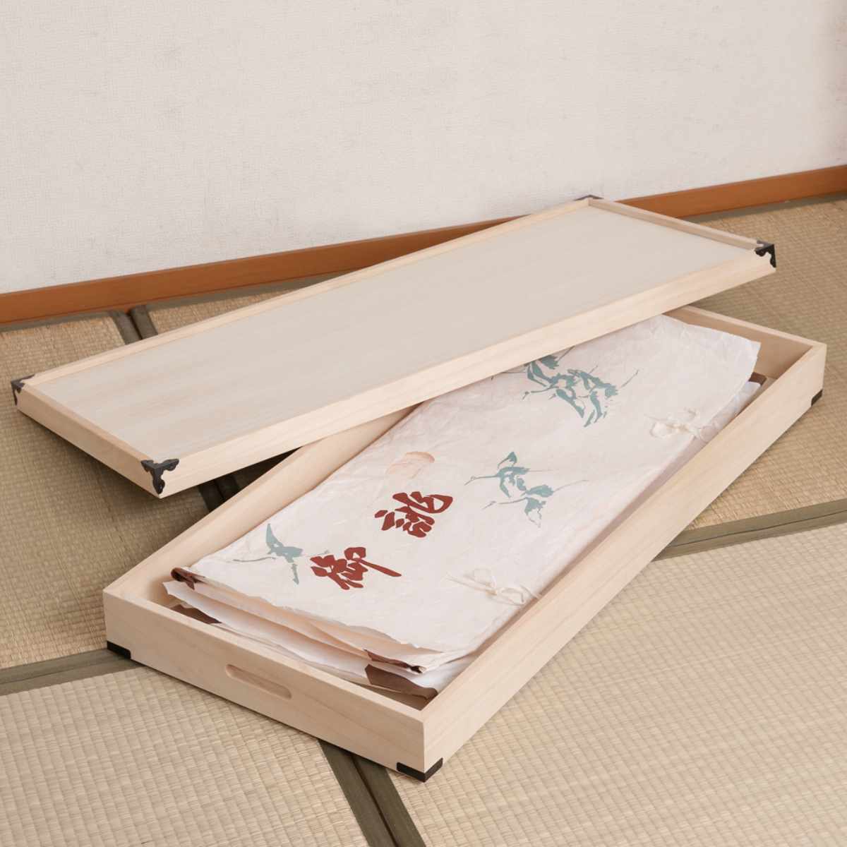 桐 衣装ケース 幅91cm 1段 高さ12cm 衣裳箱 隅金具付 天然木 完成品