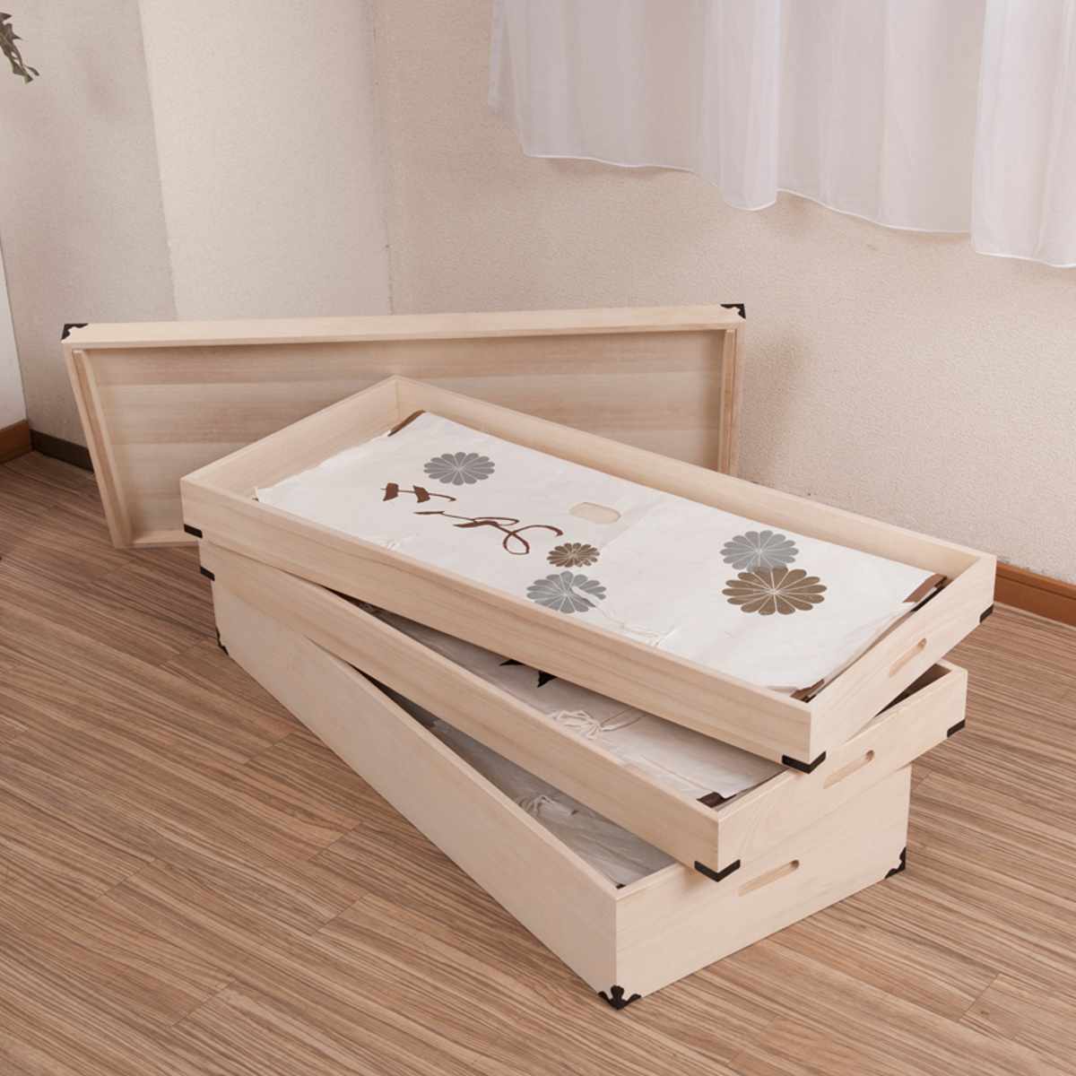 桐 衣装ケース 幅91cm 3段 高さ33cm 衣裳箱 隅金具付 天然木 完成品