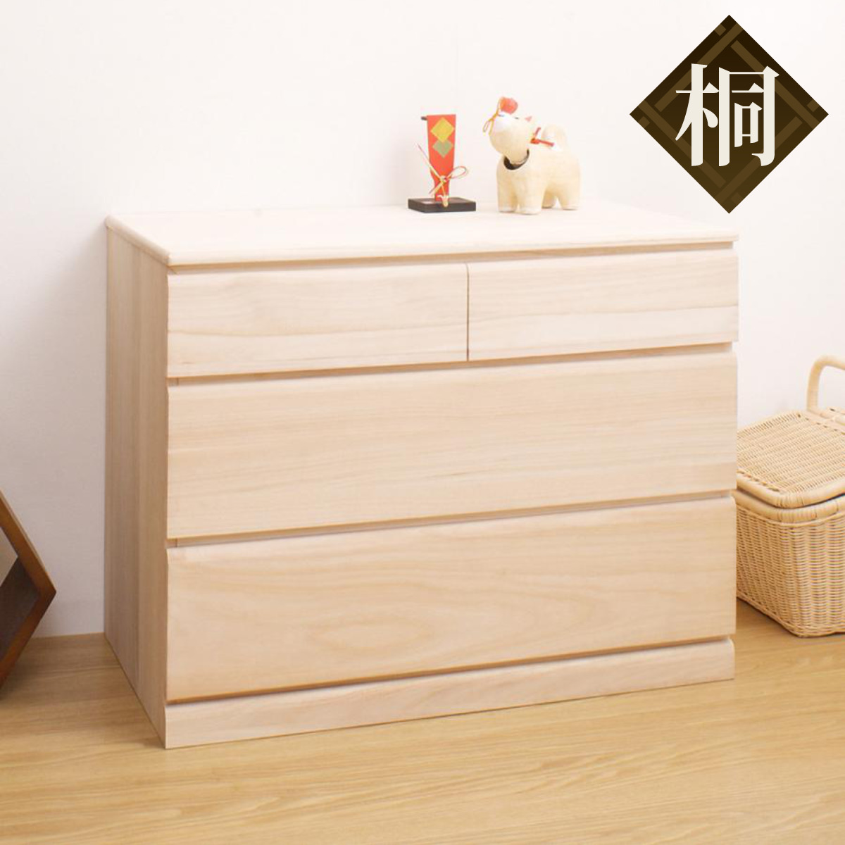 桐タンス 幅76.5cm 3段 キャスター付 日本製 完成品 （ 桐チェスト 桐
