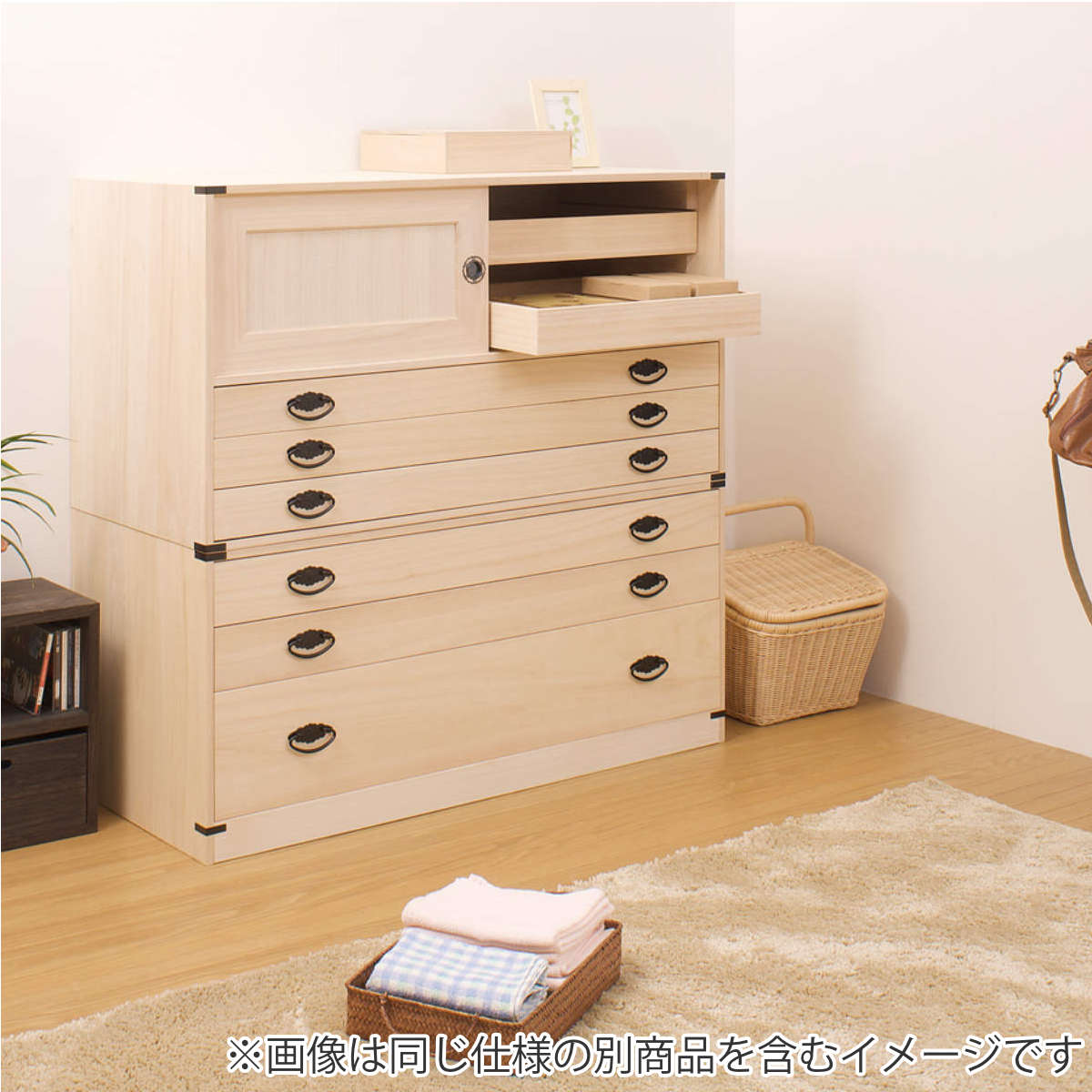 桐タンス 幅99.5cm 引出し3段 上置き兼用 引戸 日本製 （ 桐箪笥 収納