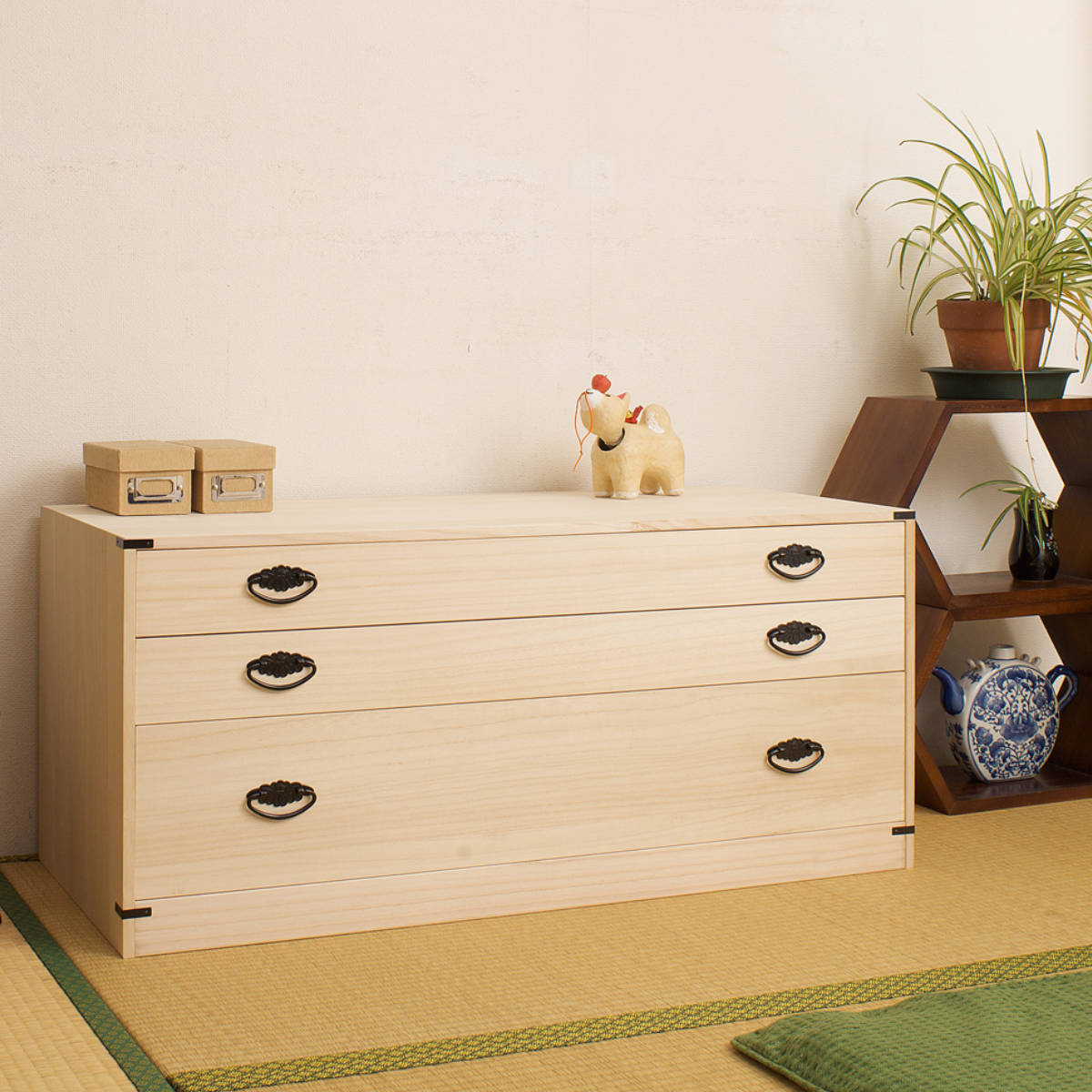 桐たんす 着物用 浅型 3段 桐タンス 台輪あり 日本製 幅99cm ( 桐箪笥 桐たんす 着物用 浅型 3段 桐タンス 台輪あり 日本製 幅99cm ( 桐箪笥