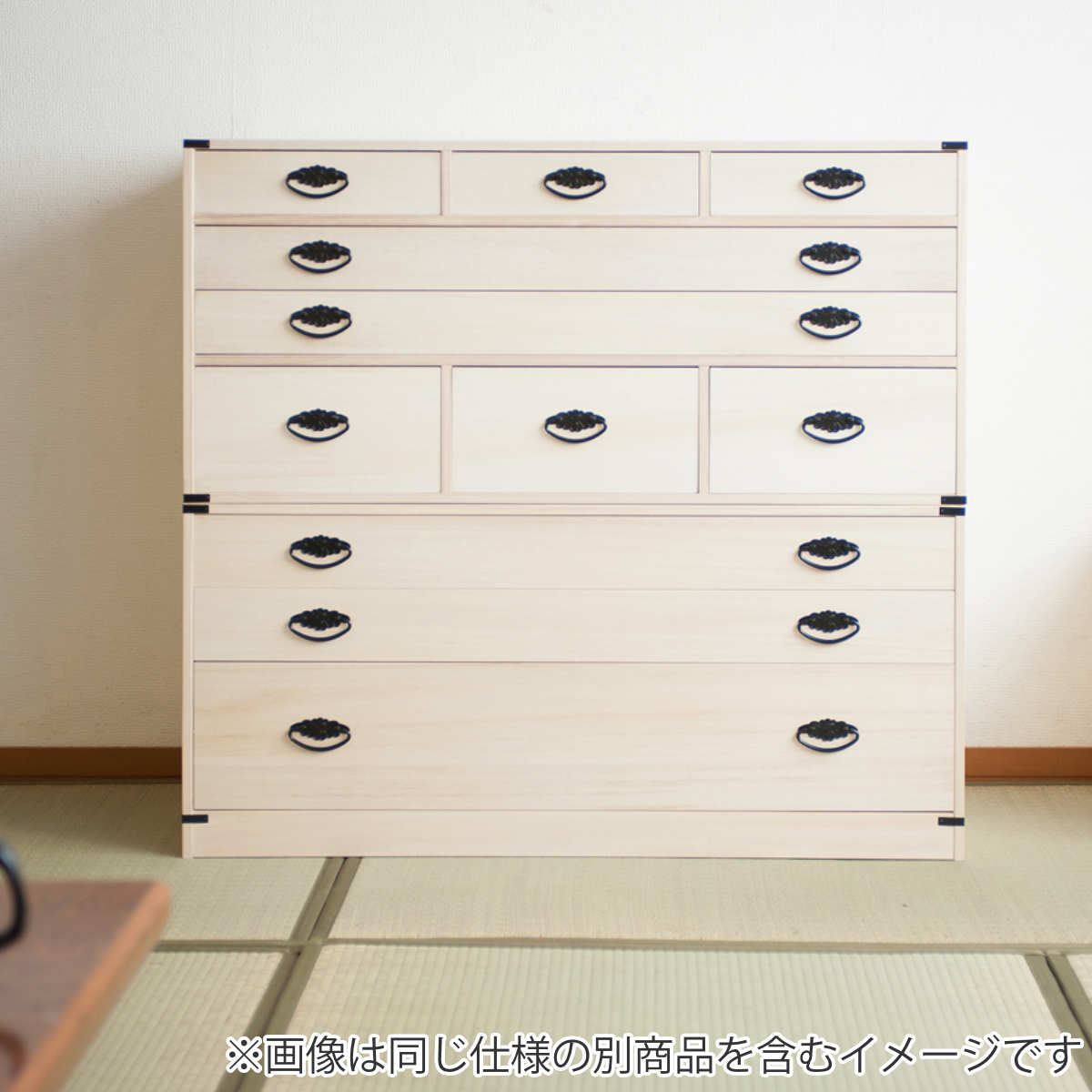 桐たんす 着物用 浅型 3段 桐タンス 台輪あり 日本製 幅99cm （ 桐箪笥
