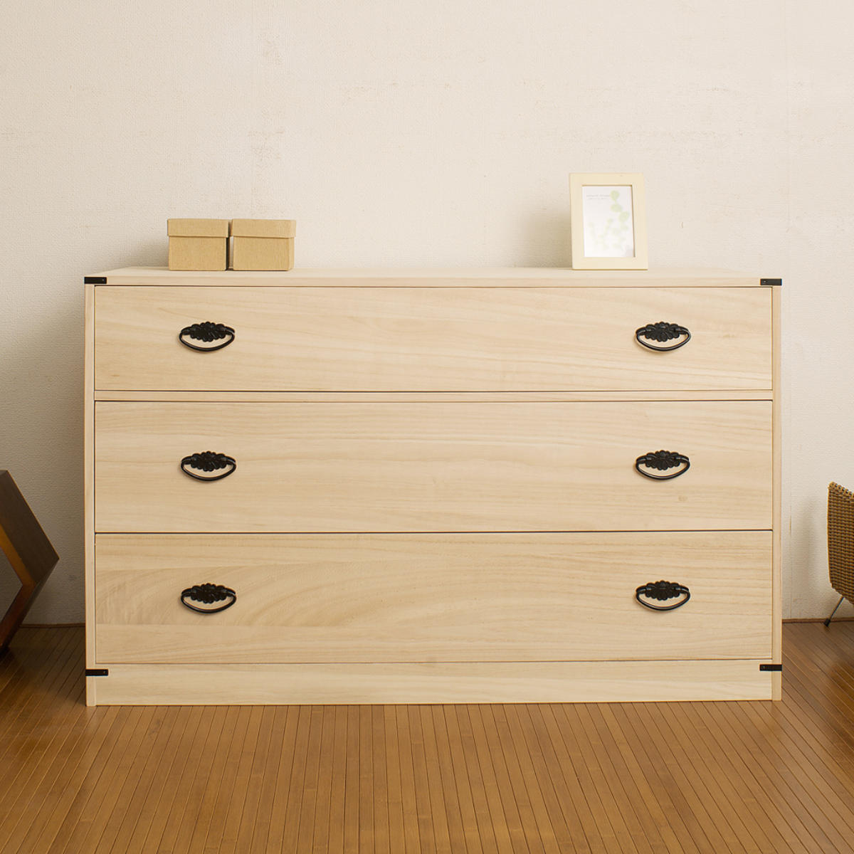 桐たんす 着物用 3段 桐タンス 台輪あり 日本製 幅99cm （ 桐箪笥 収納