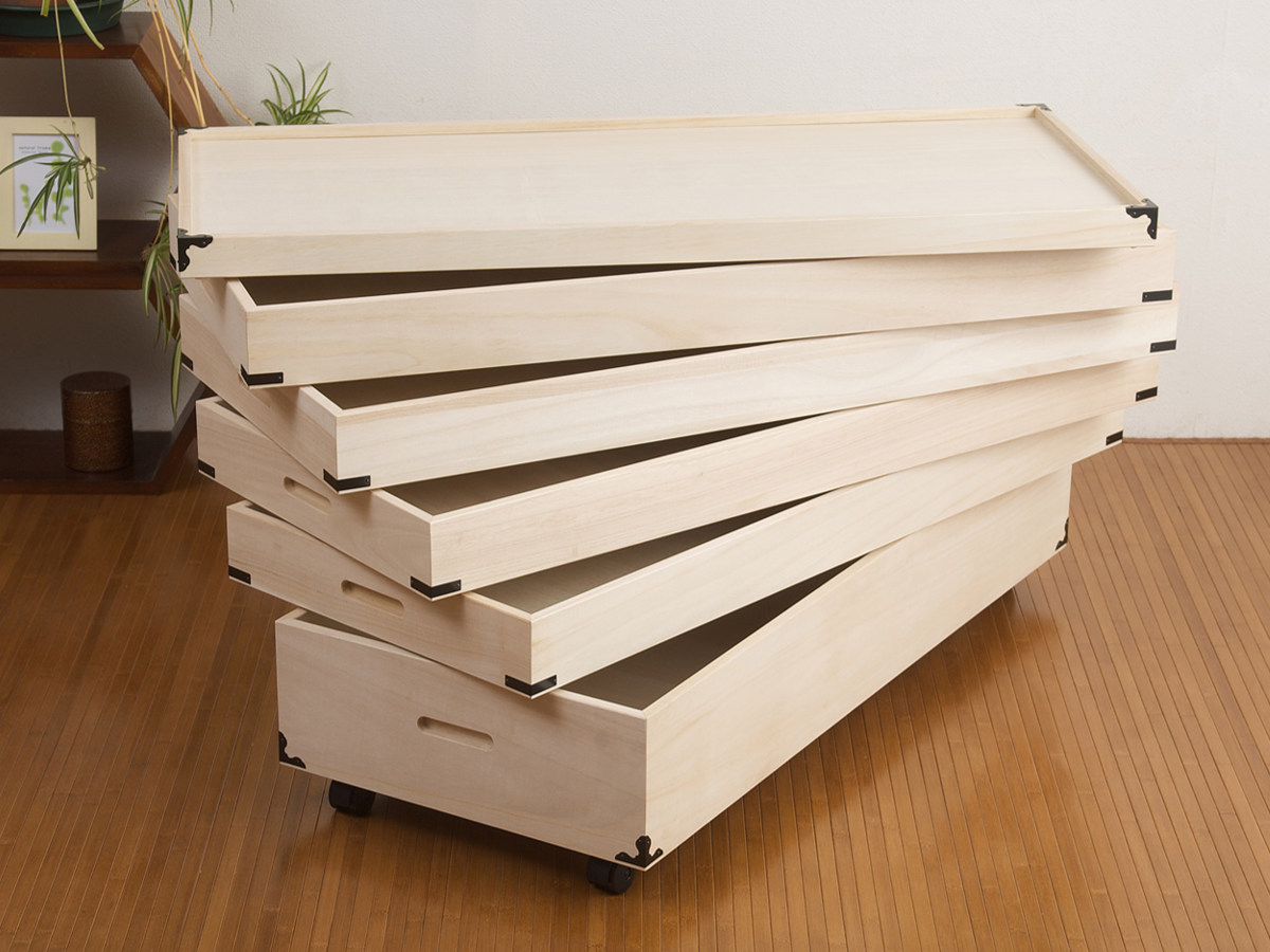 桐 衣装ケース 5段 日本製 隅金具 キャスター付 幅95cm （ 桐衣装