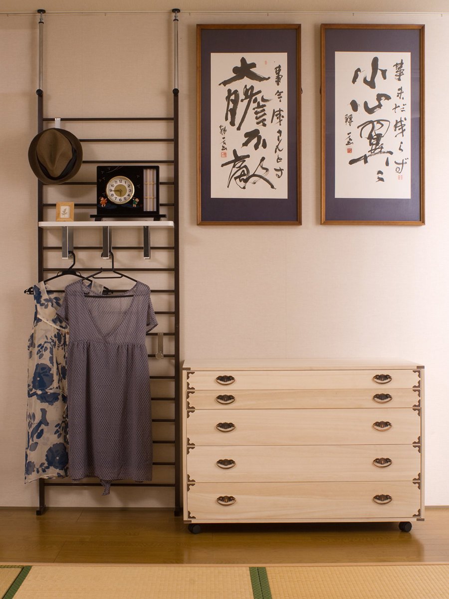 桐チェスト 幅99.5cm 5段 隅金具 キャスター付 （ 桐たんす 桐 タンス