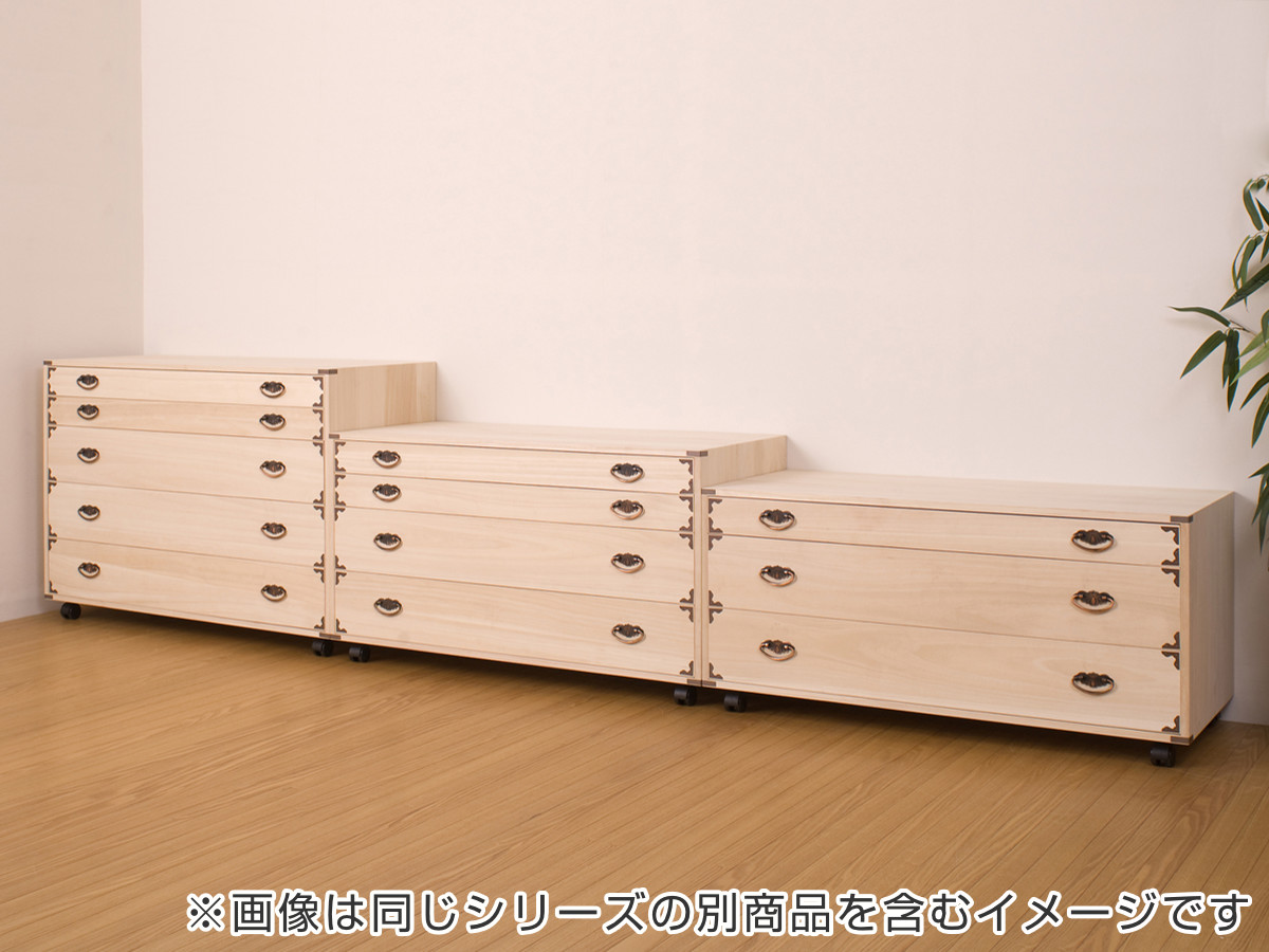 桐チェスト 幅99.5cm 5段 隅金具 キャスター付 （ 桐たんす 桐 タンス