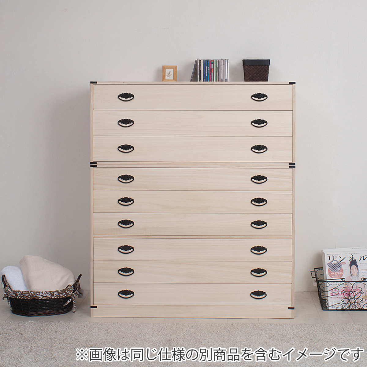 桐タンス 幅99.5cm 3段 上置き兼用 桐収納 衣装箱 引出し 日本製 完成