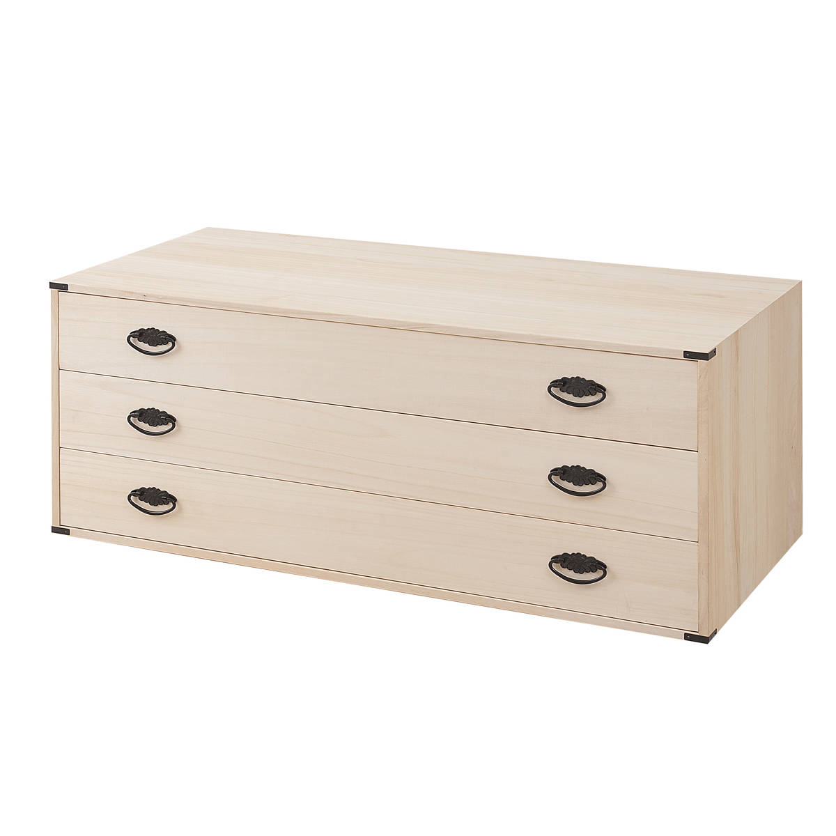 桐タンス 幅99.5cm 3段 上置き兼用 桐収納 衣装箱 引出し 日本製 完成