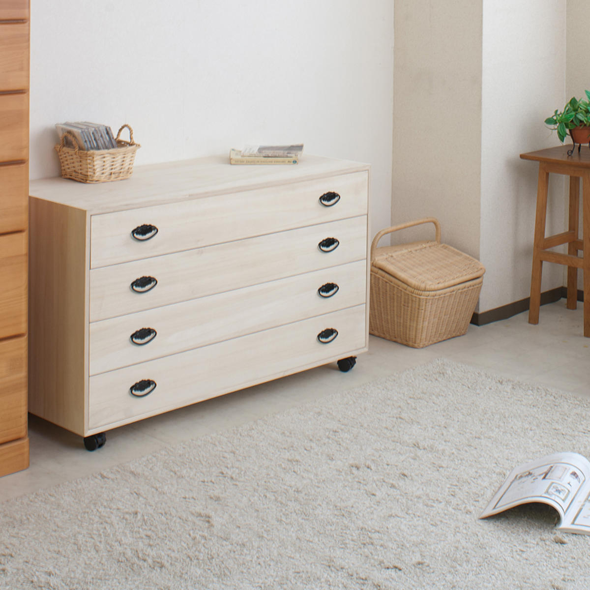 桐タンス 4段 総桐 日本製 キャスター付 約幅100cm （ 桐チェスト 桐