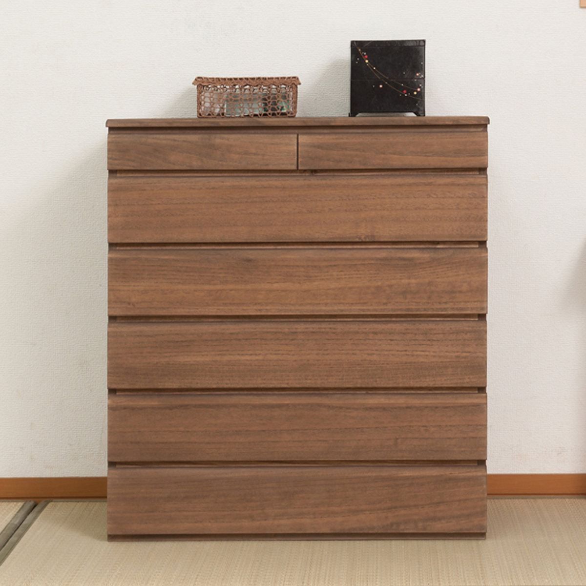 桐タンス 6段 洋風チェスト モダンデザイン 幅71cm （ タンス たんす