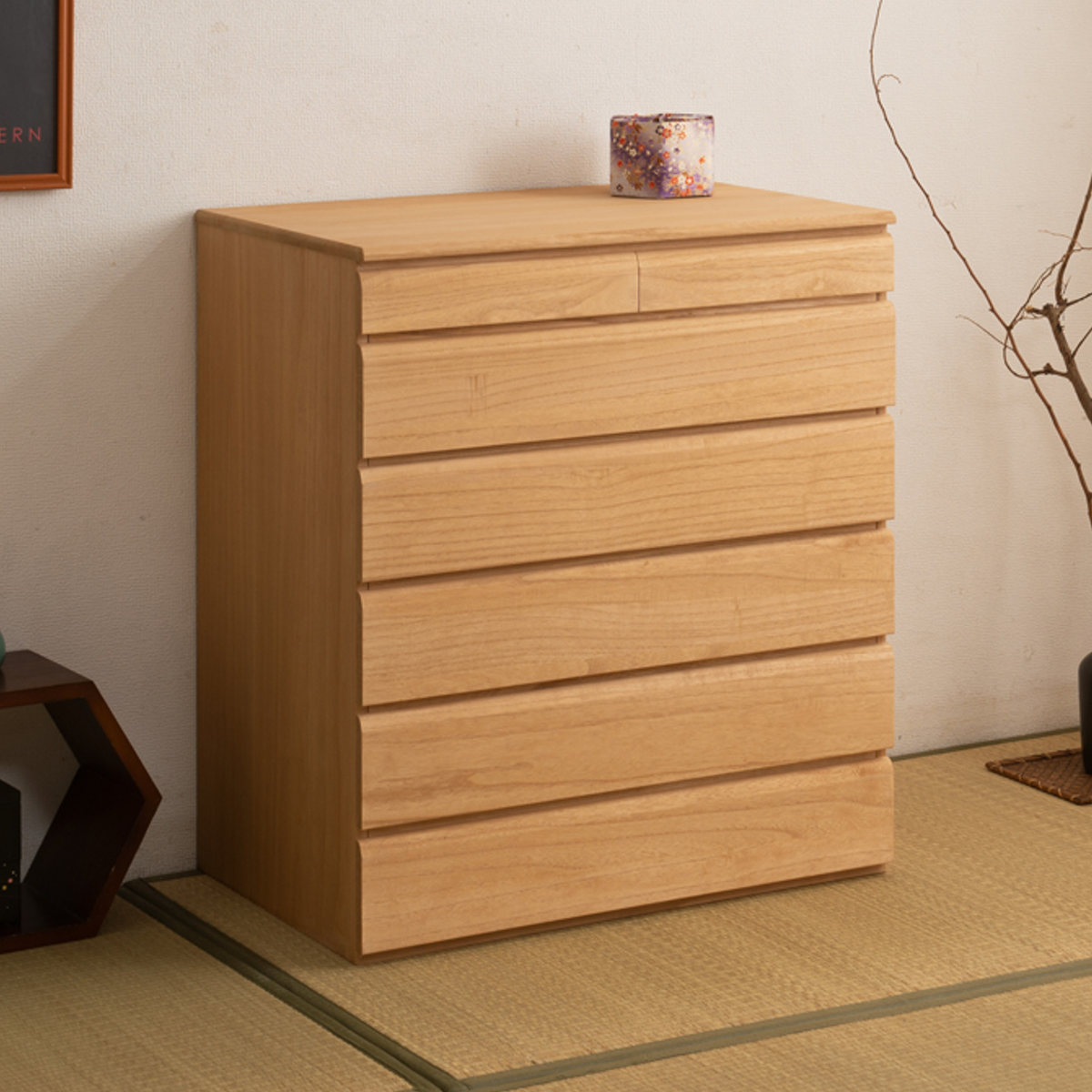 桐タンス 6段 洋風チェスト モダンデザイン 幅71cm （ タンス たんす