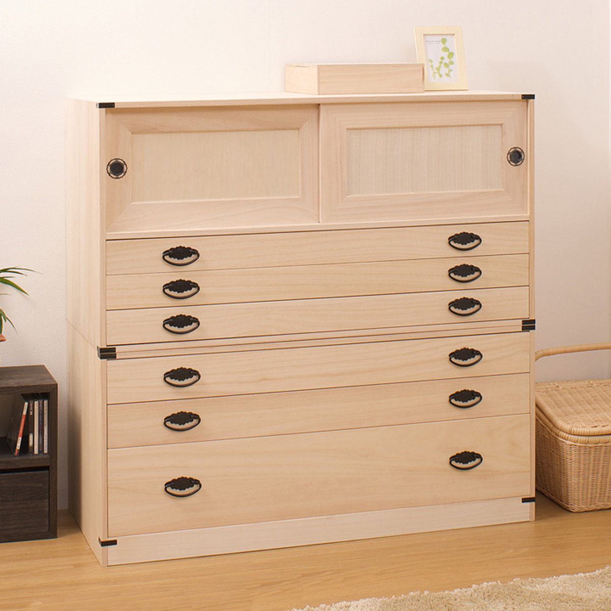 桐タンス 6段 引き戸タイプ 着物用 幅99 高さ98cm （ 桐たんす 桐