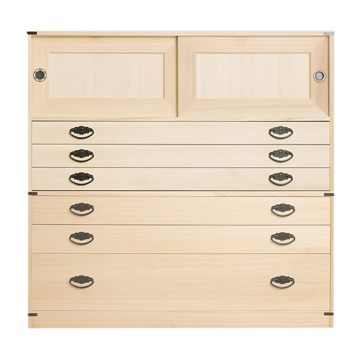 桐タンス 6段 引き戸タイプ 着物用 幅99 高さ98cm （ 桐たんす 桐