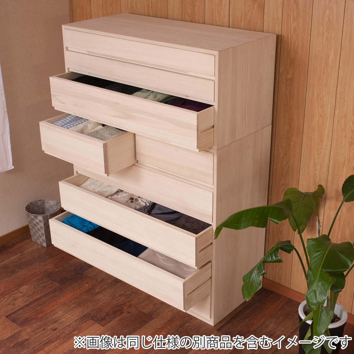 桐タンス 5段 桐収納 日本製 白木仕上げ 約幅101cm （ 桐たんす 桐