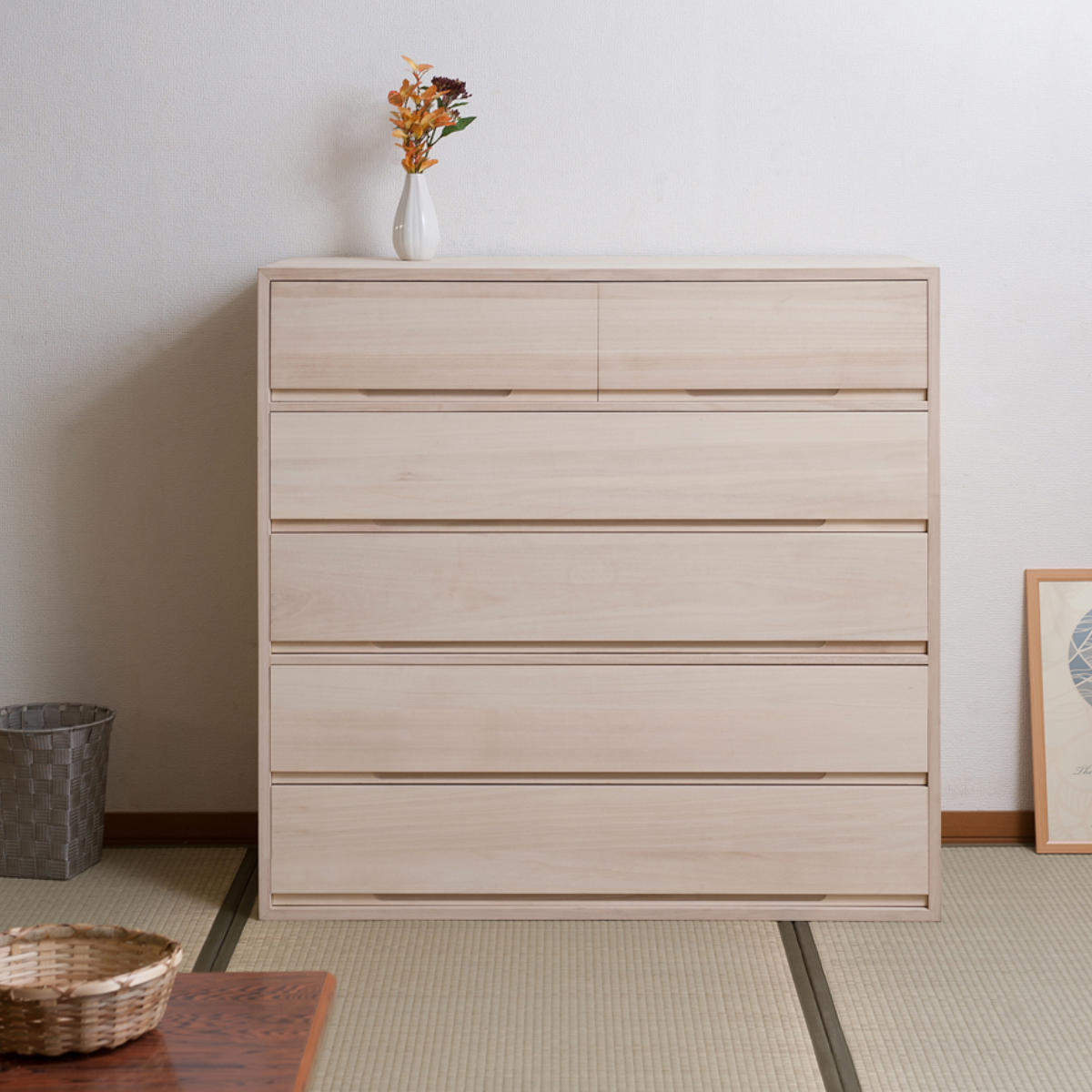 桐タンス 5段 桐収納 日本製 白木仕上げ 約幅101cm （ 桐たんす 桐