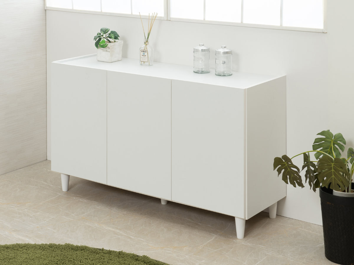 フレンチシャビー ホワイトキャビネット フレンチシャビー脚付きホワイトキャビネット【Diana】扉＋引き出し