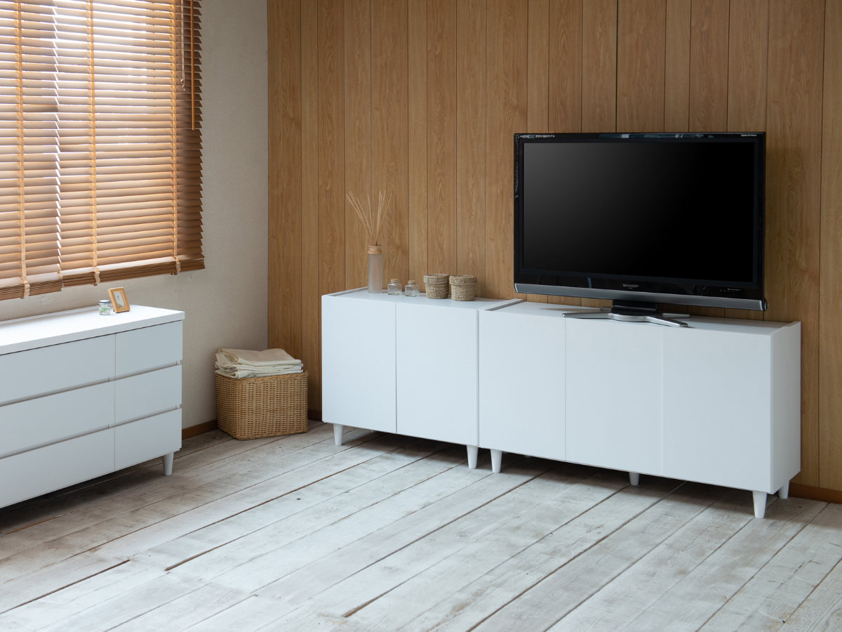 キャビネット 幅118cm 開き戸 3枚扉 フレンチシャビー 日本製 （ 収納