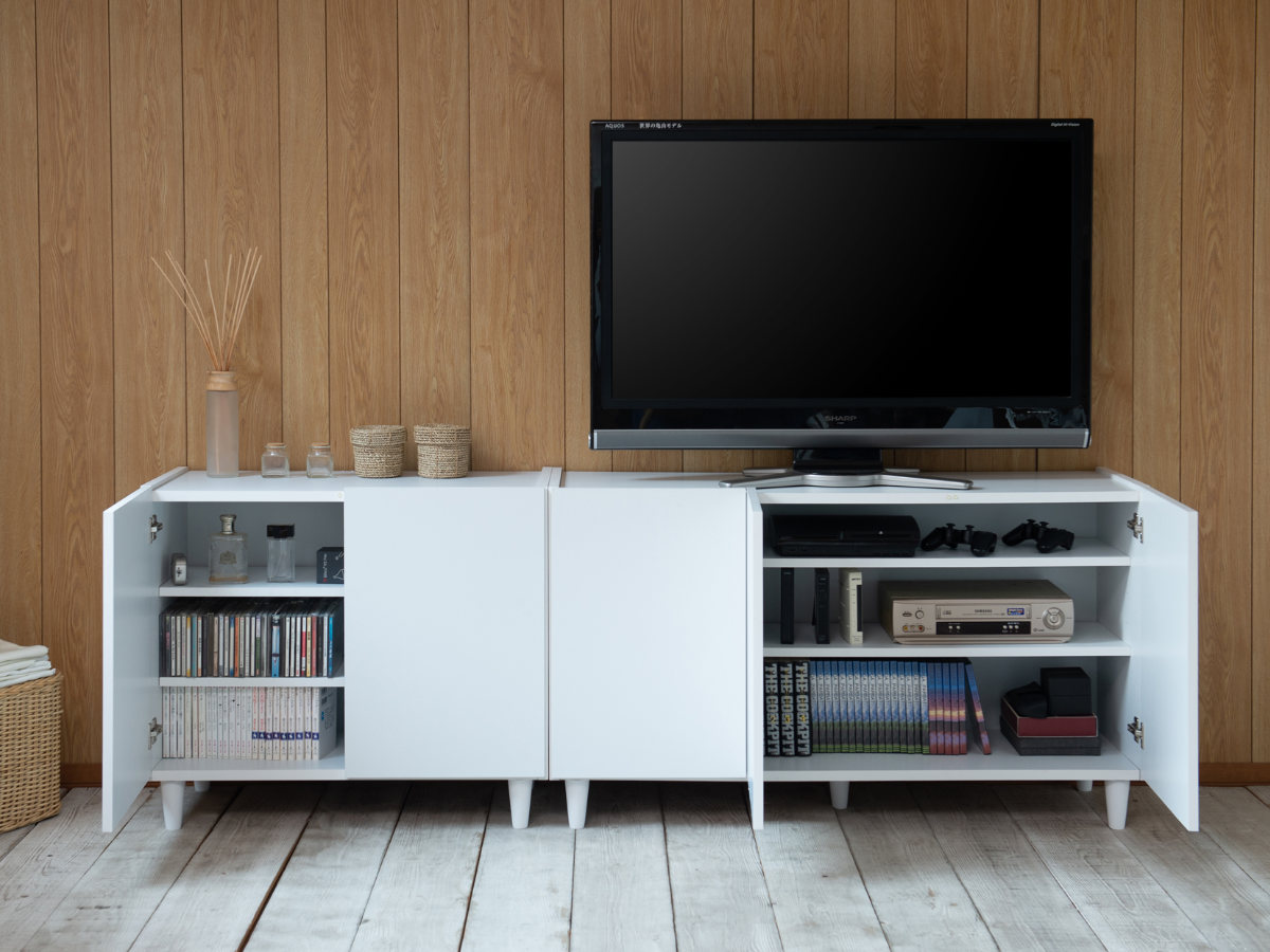 キャビネット 幅118cm 開き戸 3枚扉 フレンチシャビー 日本製 （ 収納