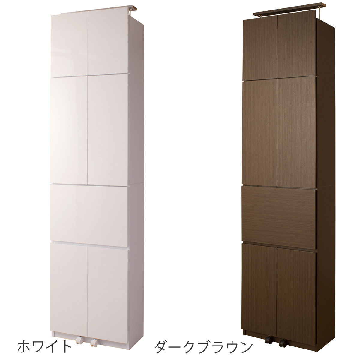 突っ張り 壁面収納 デスクタイプ キャビネット 幅60cm 耐震 日本製 （ 壁面家具 つっぱり 転倒防止 ハイグロス 大量収納 簡単設置 半完成品 F★★★★ ）_4