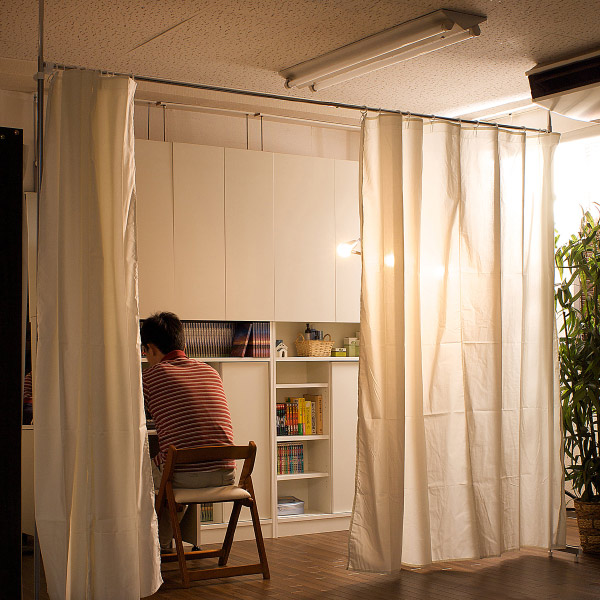 突っ張り カーテンポール 間仕切り 伸縮 （ つっぱり カーテンレール