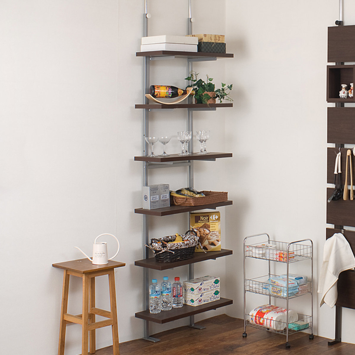 突っ張り 壁面収納ラック 幅60cm 棚板6枚 日本製 （ つっぱり棚 ラック