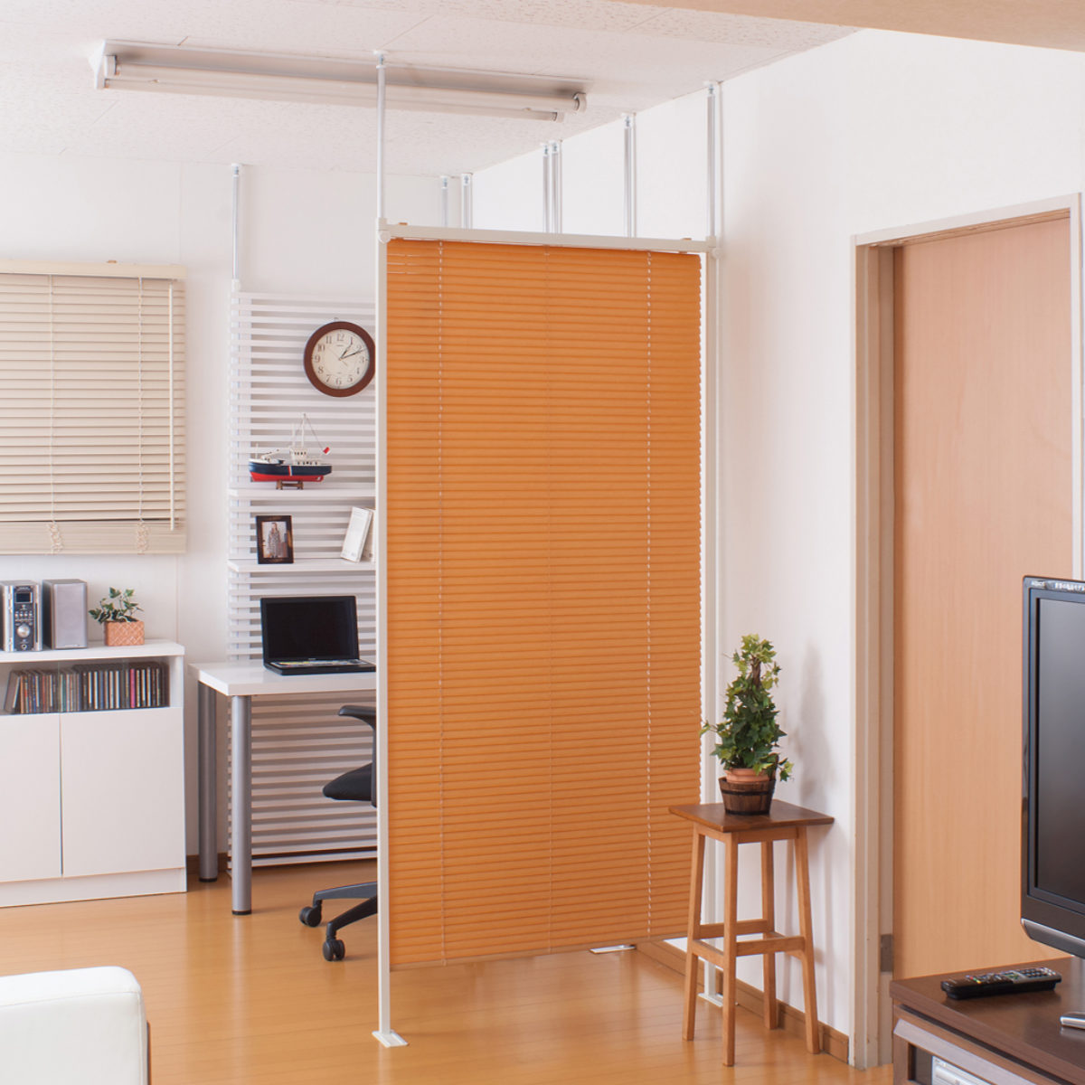 突っ張り ブラインドパーテーション シングルタイプ 幅96cm 高さ198cm