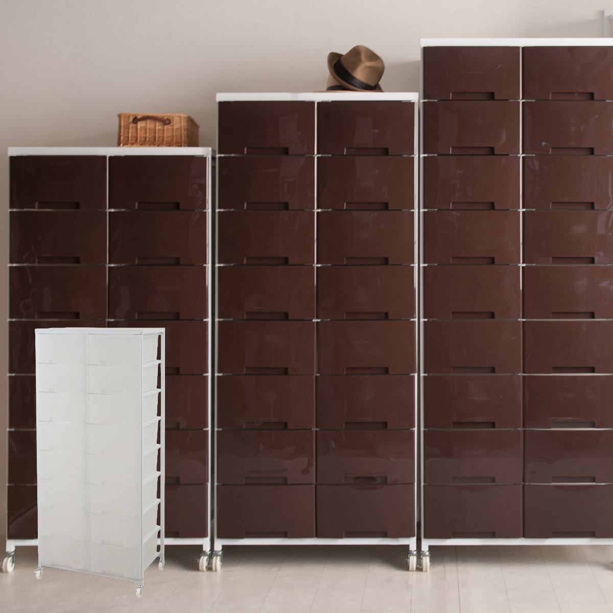 NASA 衣装ケース 大量収納プラスチックチェスト 2列8段 （ 幅69×奥行48