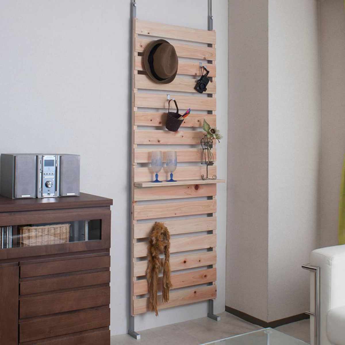 突っ張り ラック ひのき製 幅60cm （ 突っ張りラック 突っ張りラダー