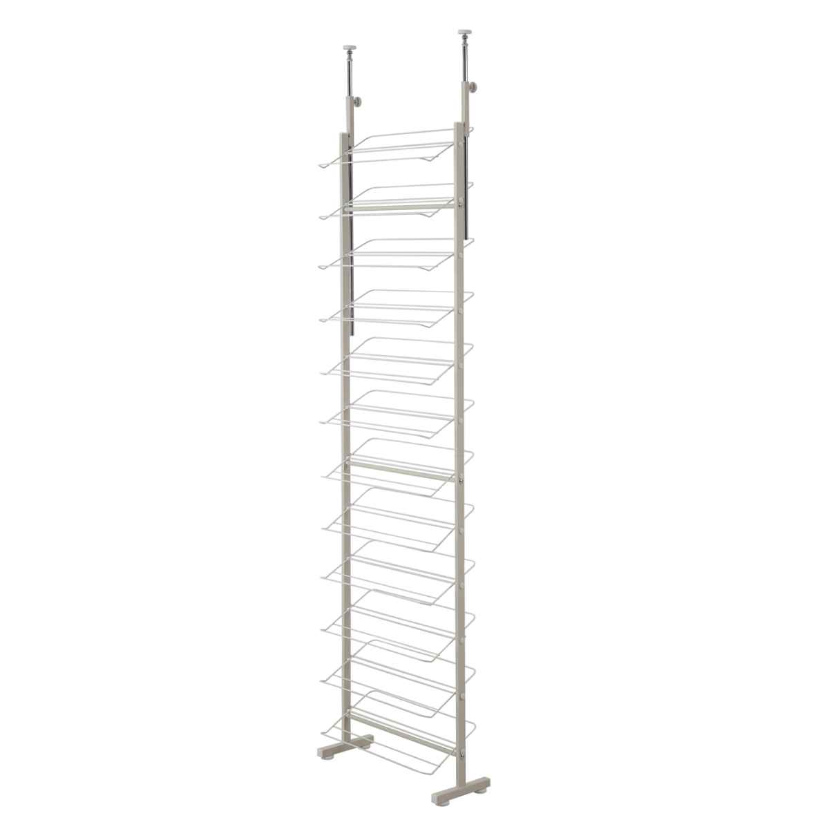 【新品・送料無料】シューズラック 突っ張り壁面薄型 幅63cm ホワイト 突っ張り シューズラック 幅53cm 薄型 ホワイト 日本製 見せる収納