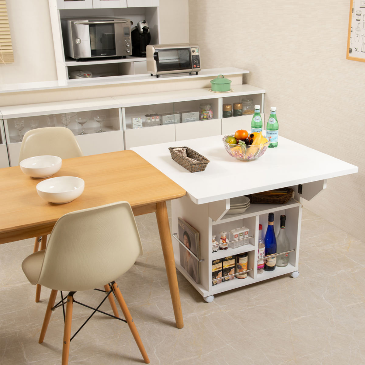 キッチンワゴン バタフライ 両バタ 日本製 約幅90cm （ キッチン