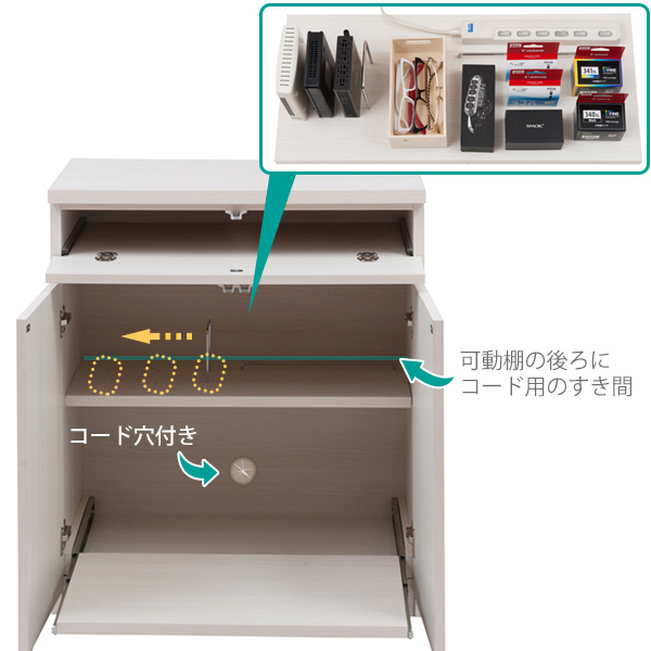 キャビネット パソコンデスク 収納棚 木目調 約幅70cm （ 完成品 国産