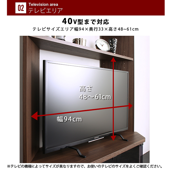 壁面収納 テレビ台 ハイタイプ コーナー テレビボード 40型対応 幅95