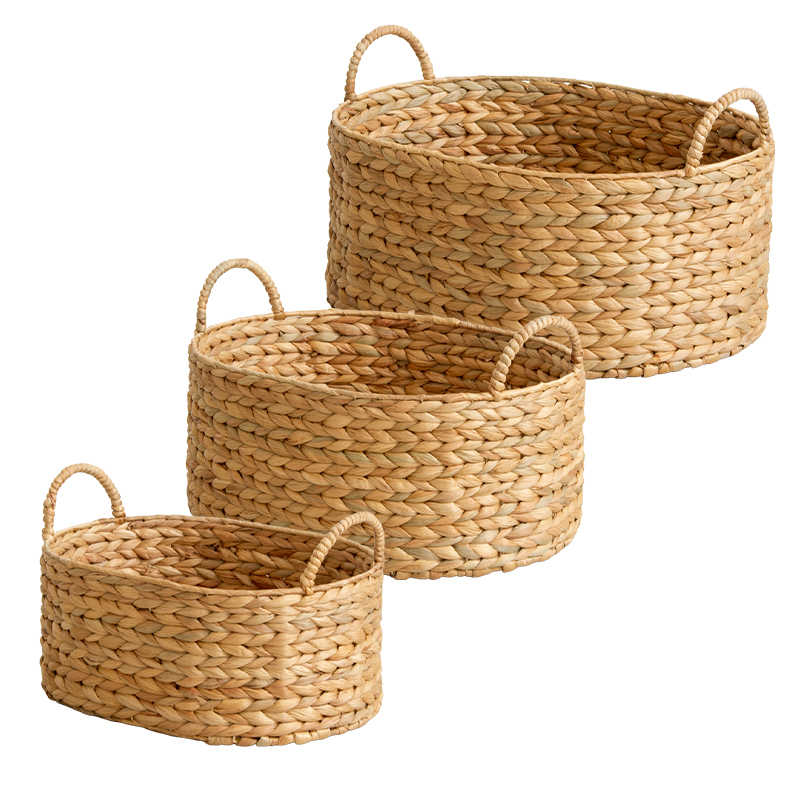 岩附 天然素材 バスケット かご ウォーターヒヤシンス 3点セット S/M/L