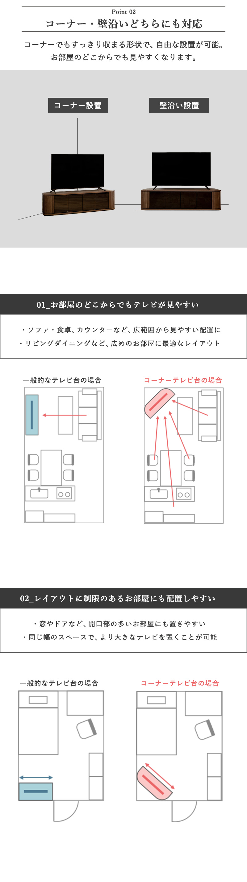 コーナーテレビ台 安心・安全の頑丈設計