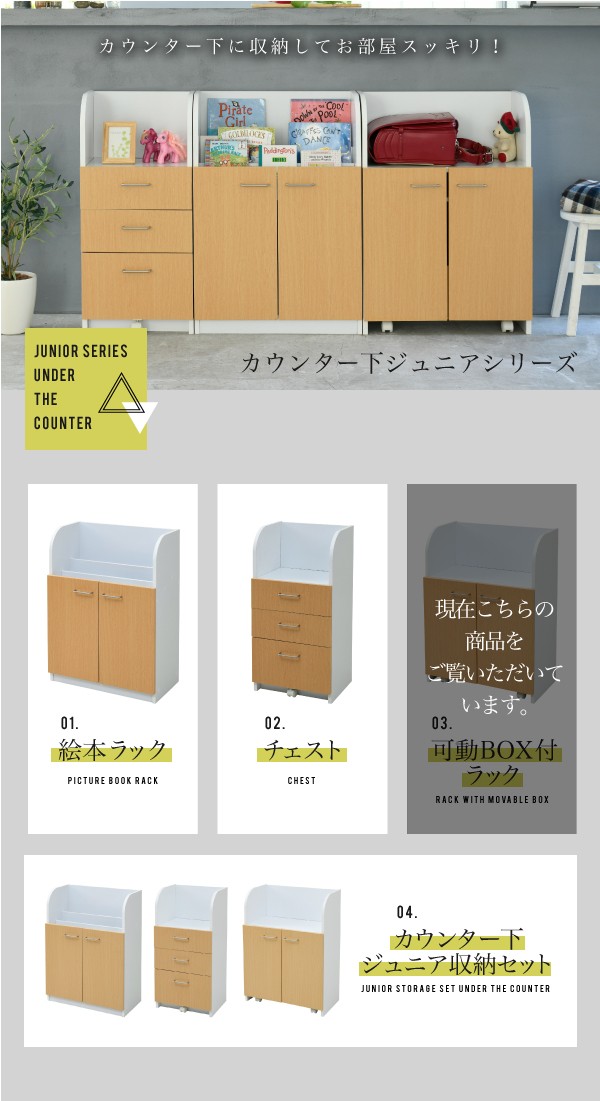 カウンター下ジュニアシリーズ 可動BOXラック おもちゃ箱 ボックス FDK-0003