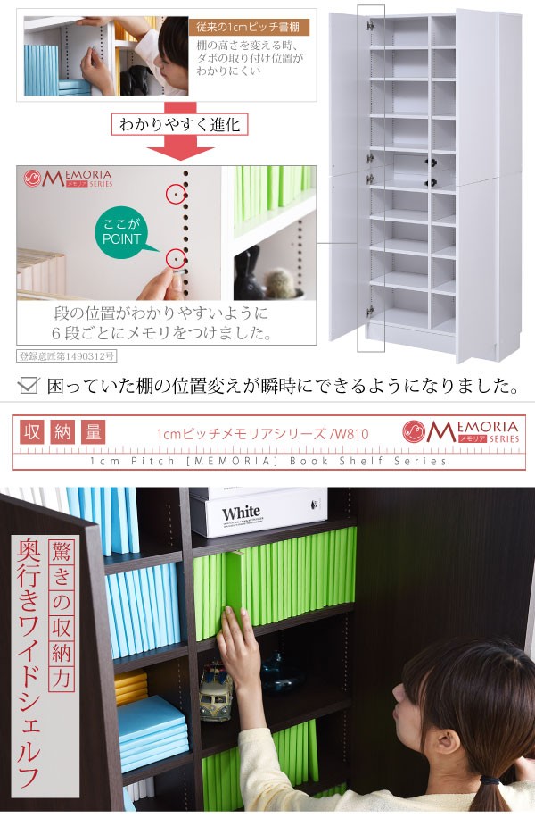 本棚 扉付きa4 5段 (最大 9段 ) 奥行 29.5 幅 81 高さ180 業界初 棚が